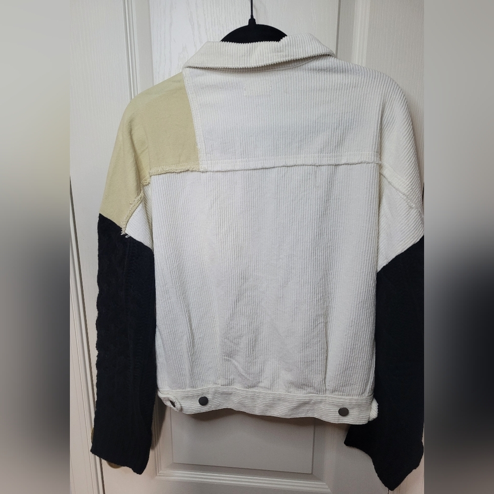 POL Patchwork Denim, Corduroy Jacket with Knit Sl… - image 7